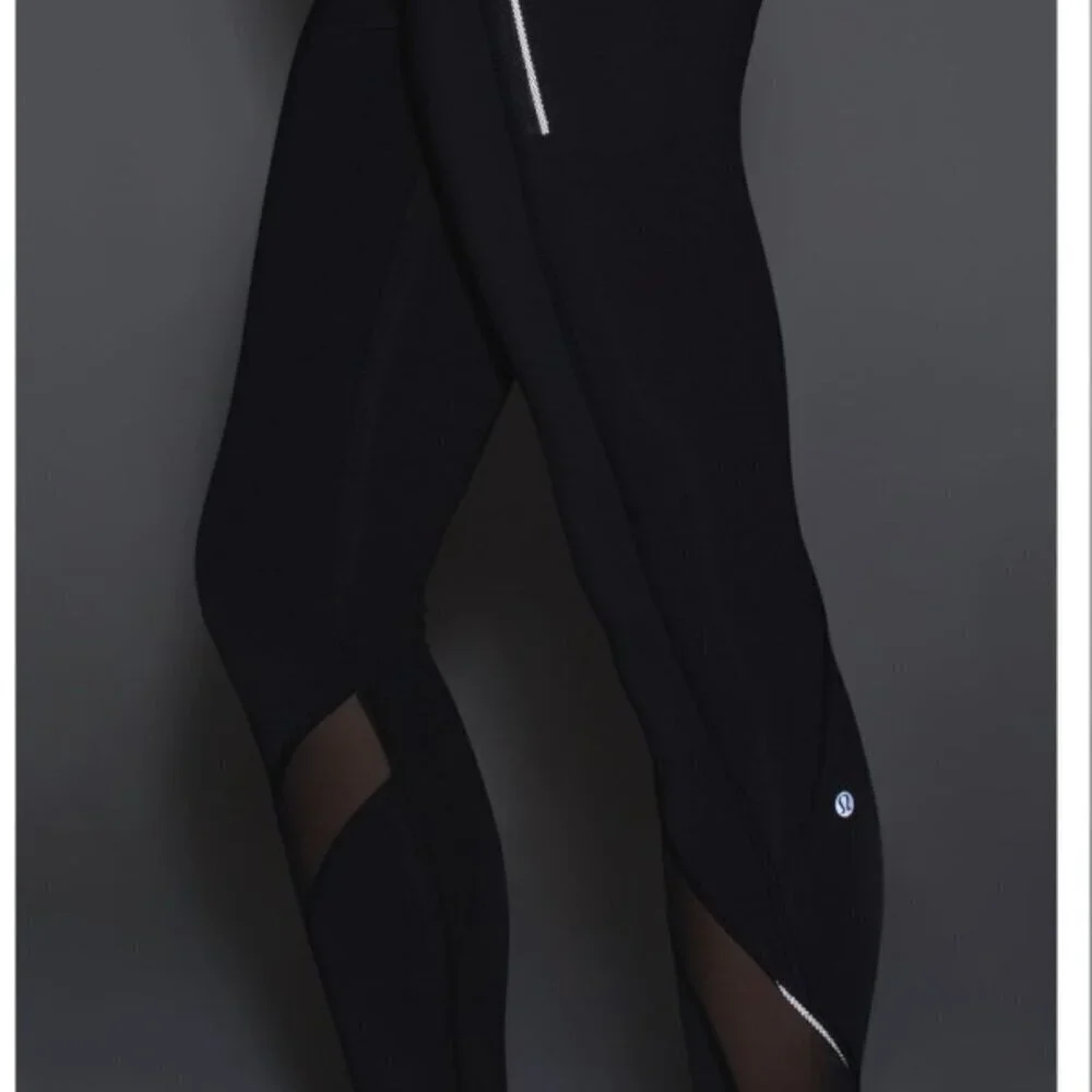 Lululemon Inspire Tight II (Mesh) Black / Blushed Illusion Multi / Menthol sz 4